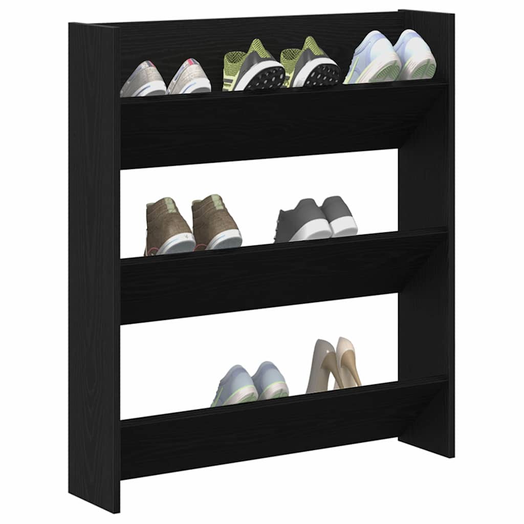 Cabinet à chaussures mural 2 pcs Chêne noir 80 x 18 x 90 cm - XIOS