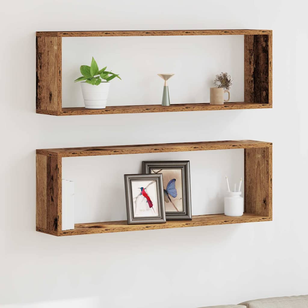 Étagère murale avec étagère 2 pcs Bois ancien 80 x 15 x 26 cm - XIOS