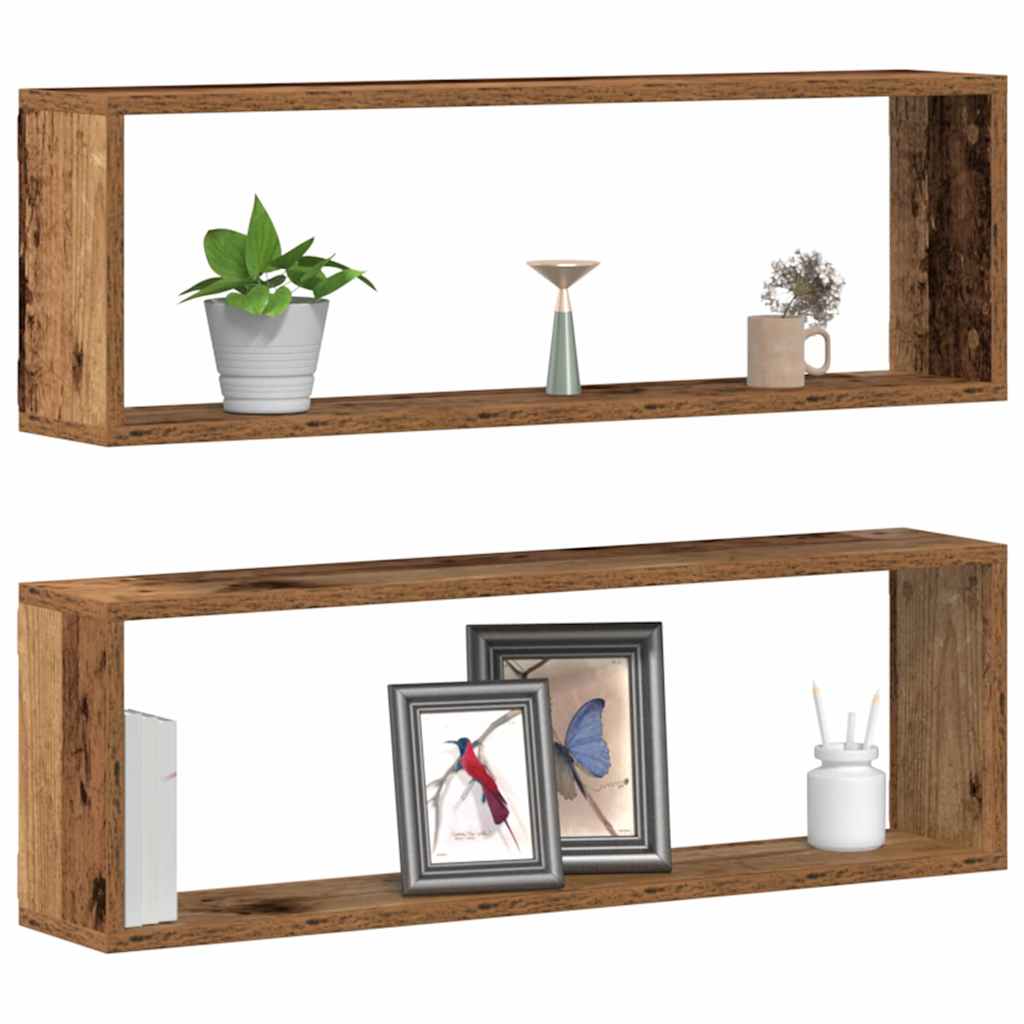 Étagère murale avec étagère 2 pcs Bois ancien 80 x 15 x 26 cm - XIOS