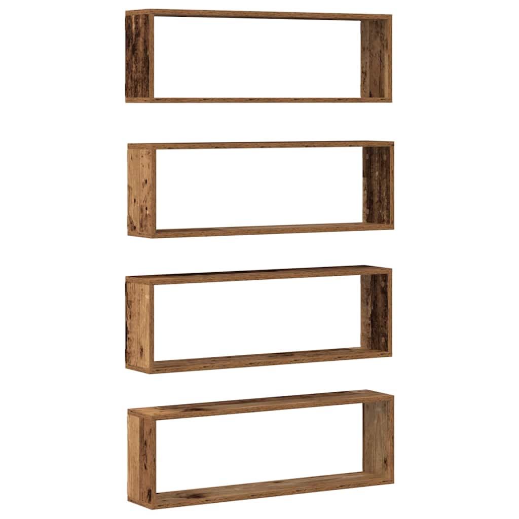 Étagère murale avec étagère 4 pcs Bois ancien 80 x 15 x 26 cm - XIOS