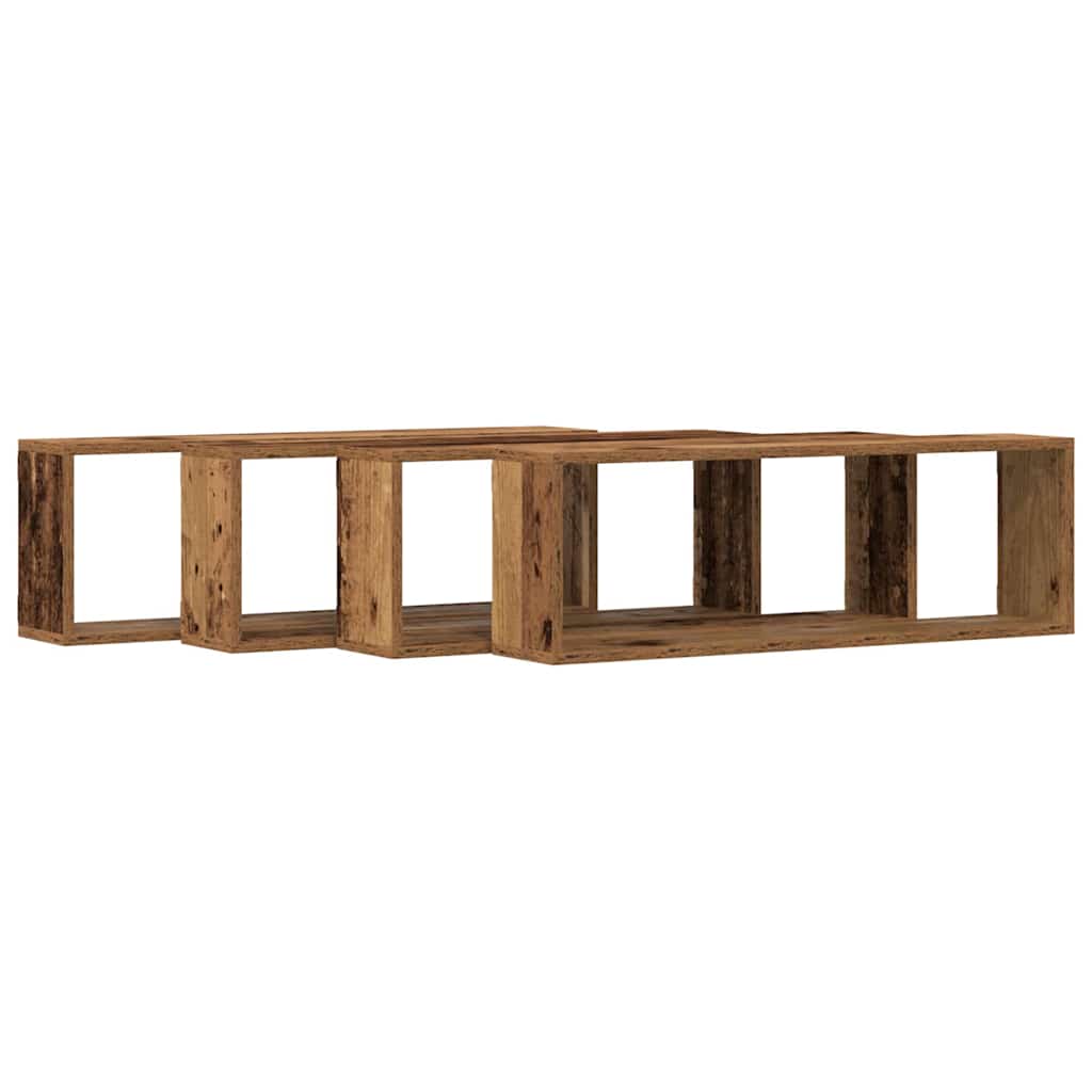 Étagère murale avec étagère 4 pcs Bois ancien 80 x 15 x 26 cm - XIOS