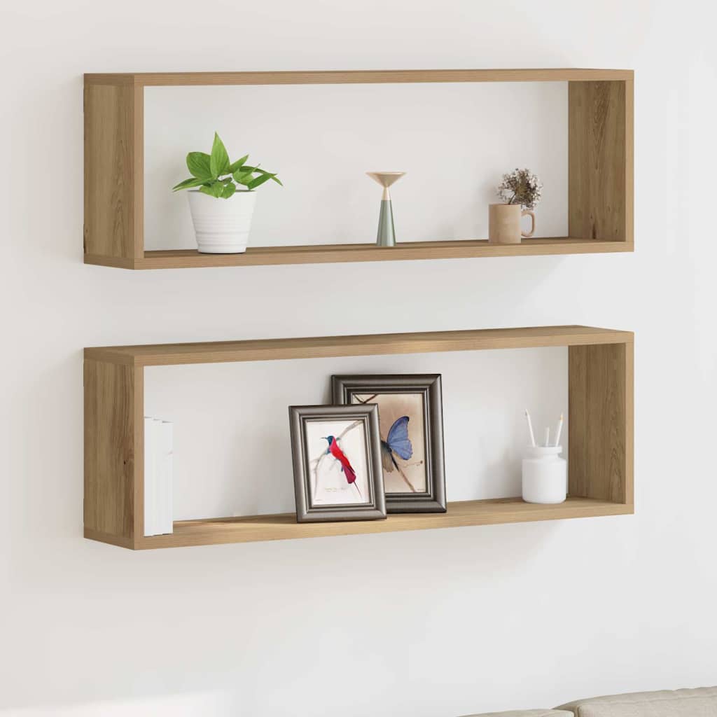 Étagère murale avec étagère 2 pcs Chêne artisan 80 x 15 x 26 cm - XIOS