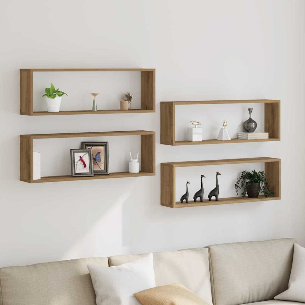 Étagère murale avec étagère 4 pcs Chêne artisan 80 x 15 x 26 cm - XIOS