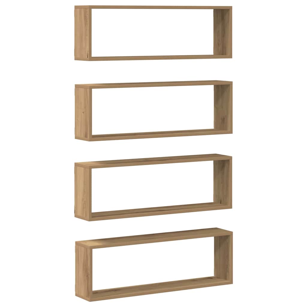 Étagère murale avec étagère 4 pcs Chêne artisan 80 x 15 x 26 cm - XIOS