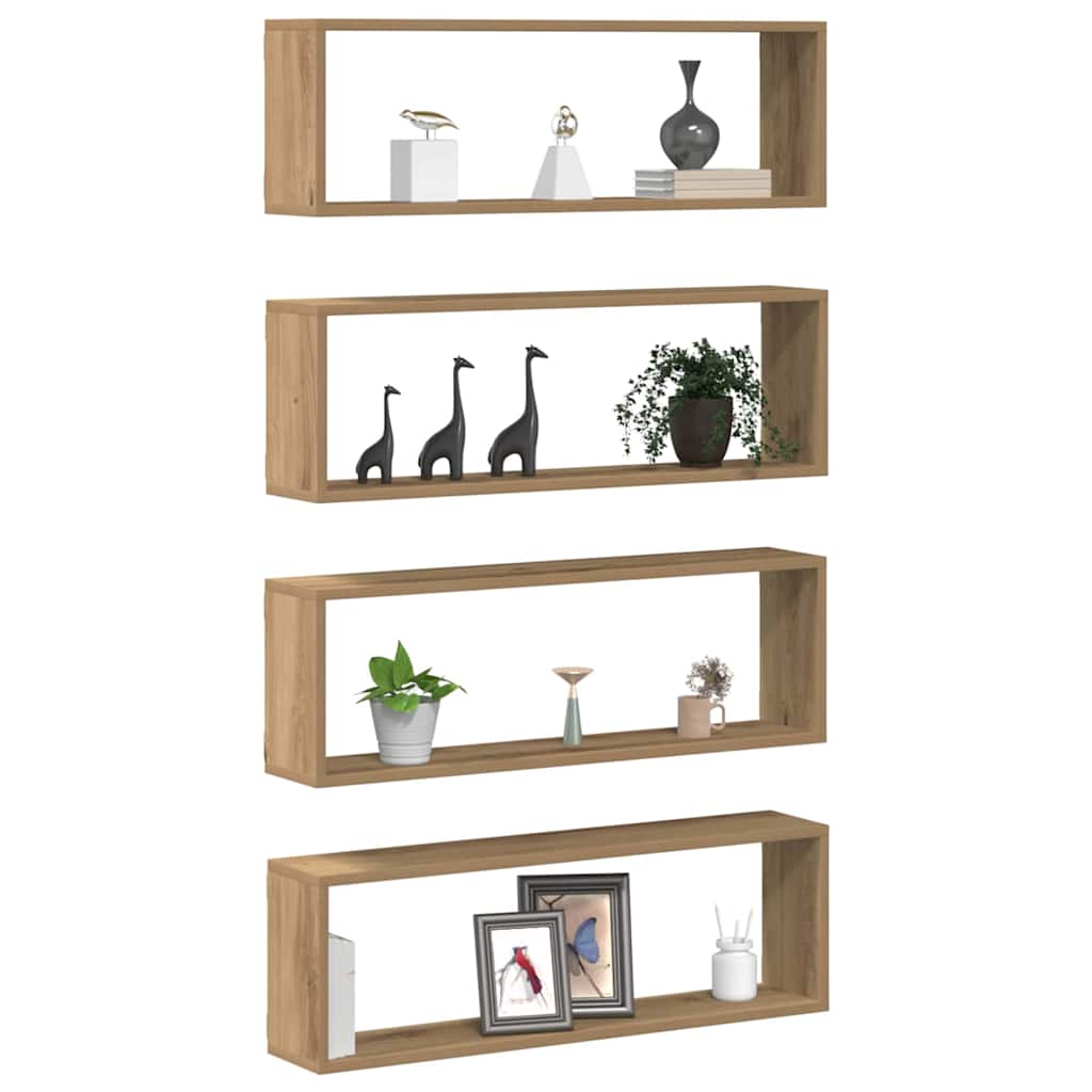 Étagère murale avec étagère 4 pcs Chêne artisan 80 x 15 x 26 cm - XIOS