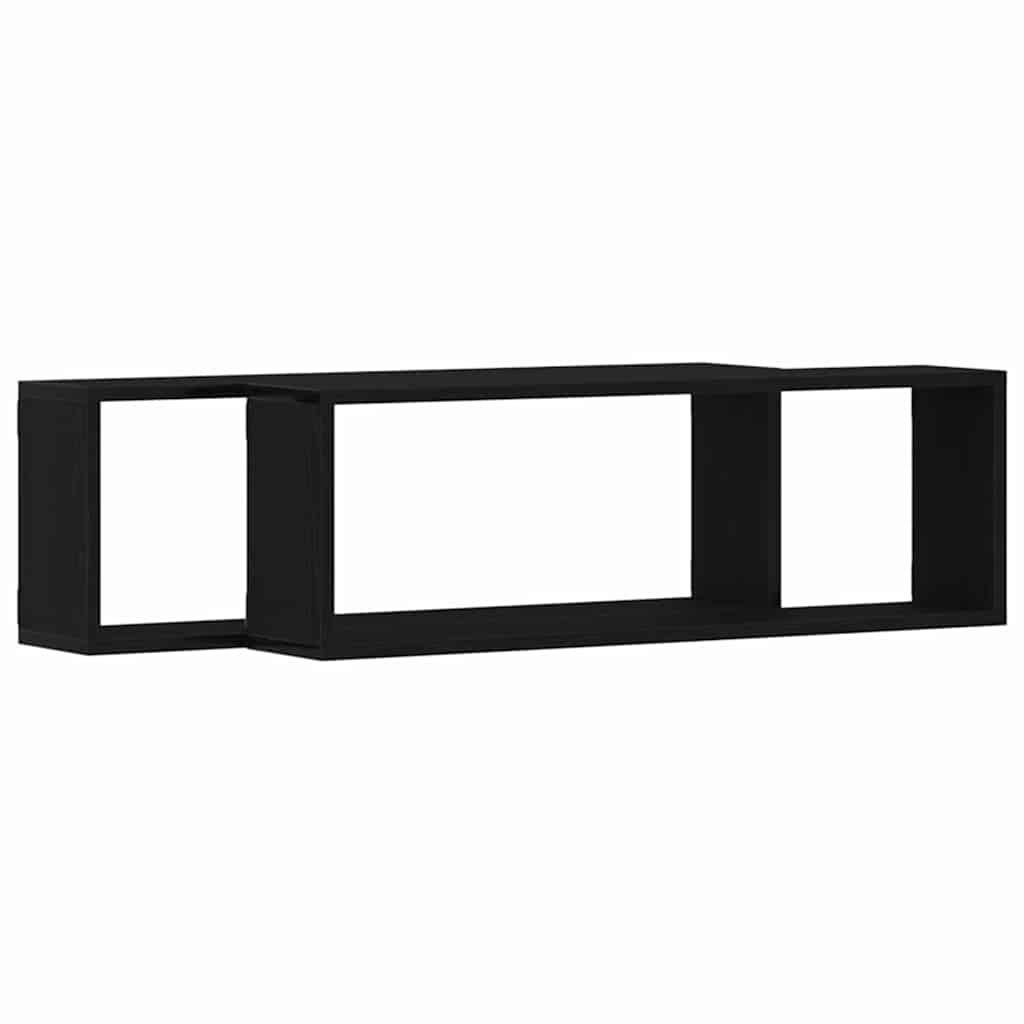 Étagère murale avec étagère 2 pcs Chêne Noir 80 x 15 x 26 cm - XIOS