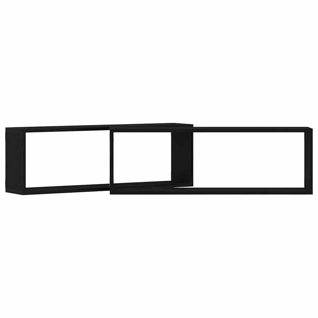 Étagère murale avec étagère 2 pcs Chêne Noir 80 x 15 x 26 cm - XIOS
