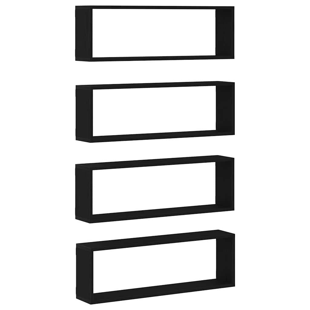 Étagère murale avec étagère 4 pcs Chêne Noir 80 x 15 x 26 cm - XIOS