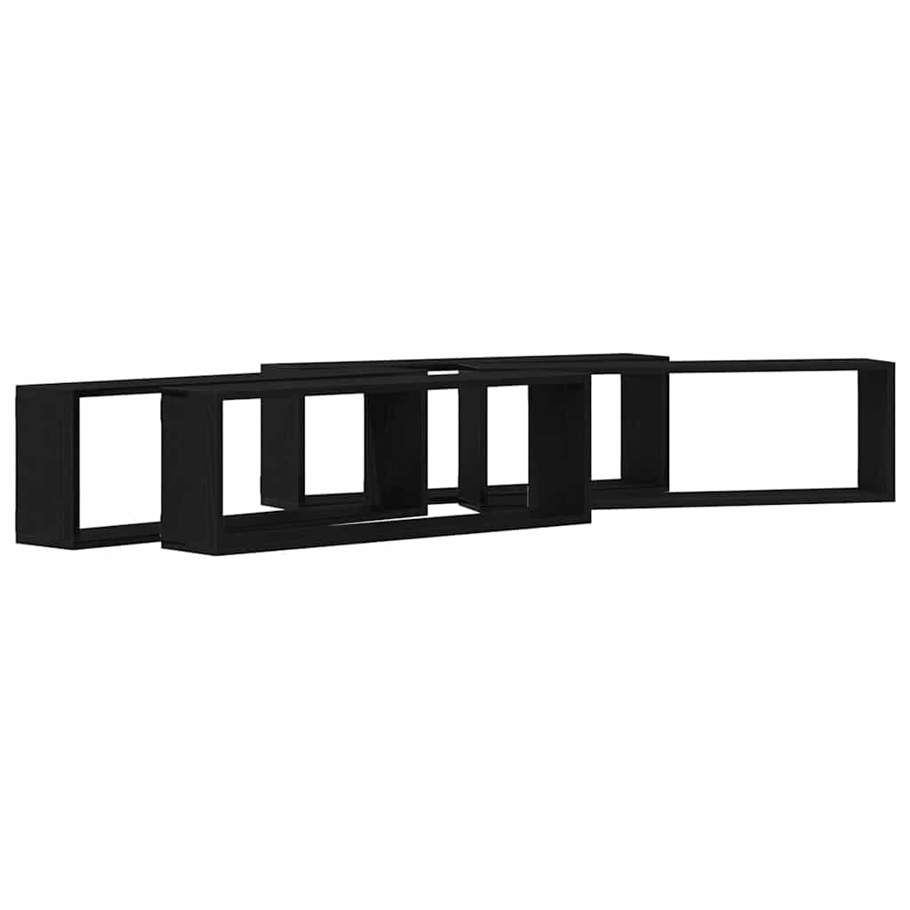 Étagère murale avec étagère 4 pcs Chêne Noir 80 x 15 x 26 cm - XIOS