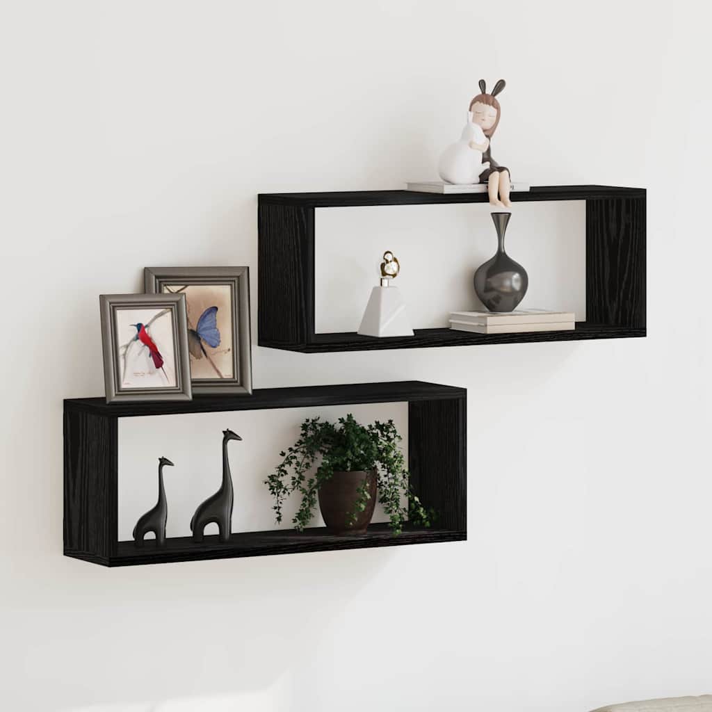 Étagères murales avec étagère 2 pcs Chêne noir 60 x 15 x 23 cm - XIOS