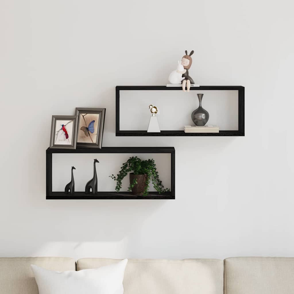 Étagères murales avec étagère 2 pcs Chêne noir 60 x 15 x 23 cm - XIOS