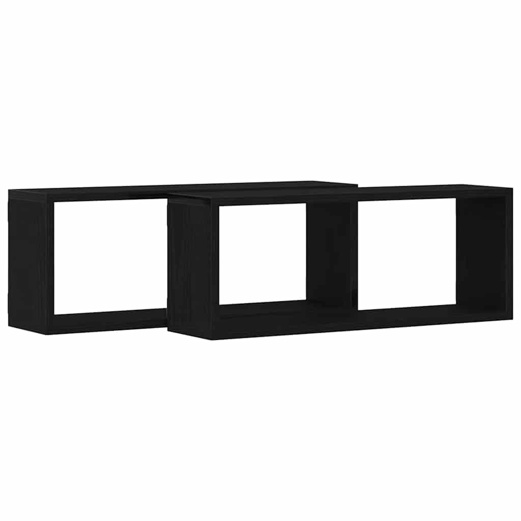 Étagères murales avec étagère 2 pcs Chêne noir 60 x 15 x 23 cm - XIOS