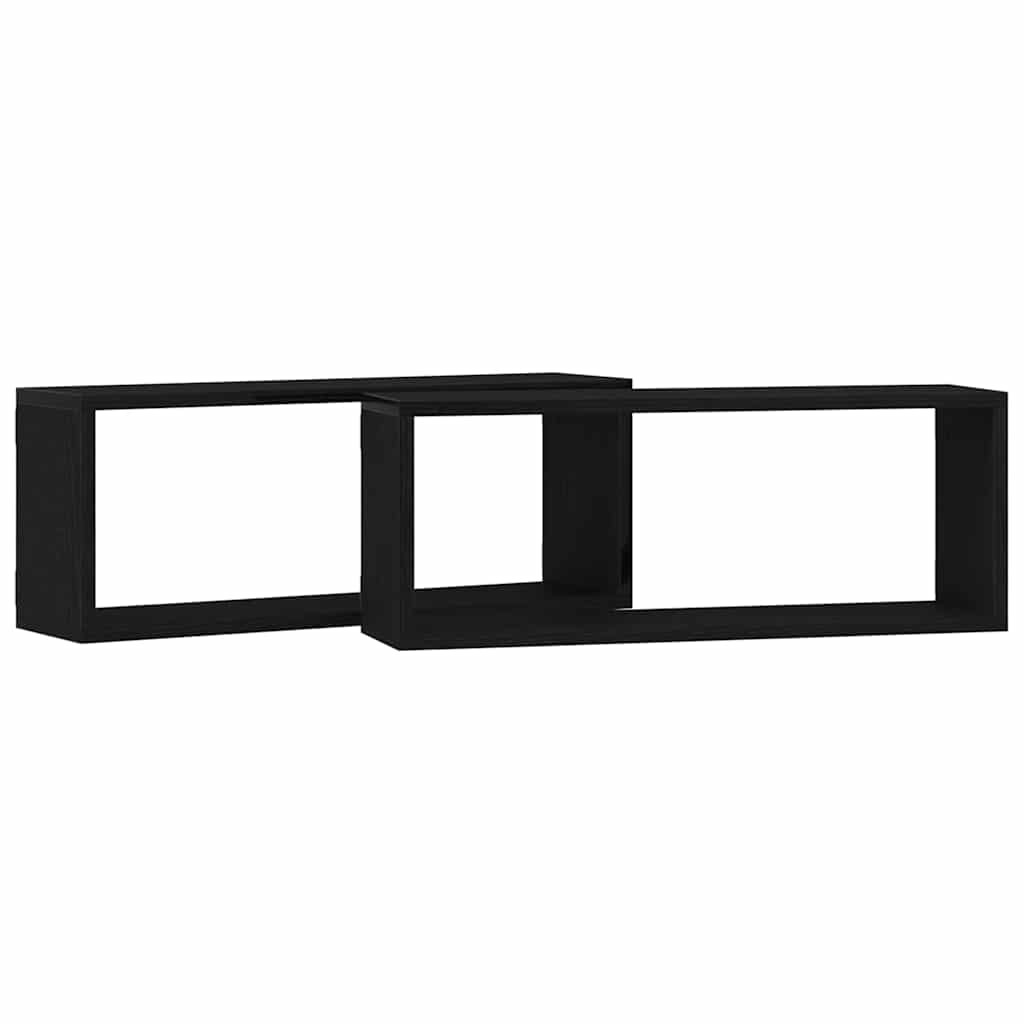 Étagères murales avec étagère 2 pcs Chêne noir 60 x 15 x 23 cm - XIOS