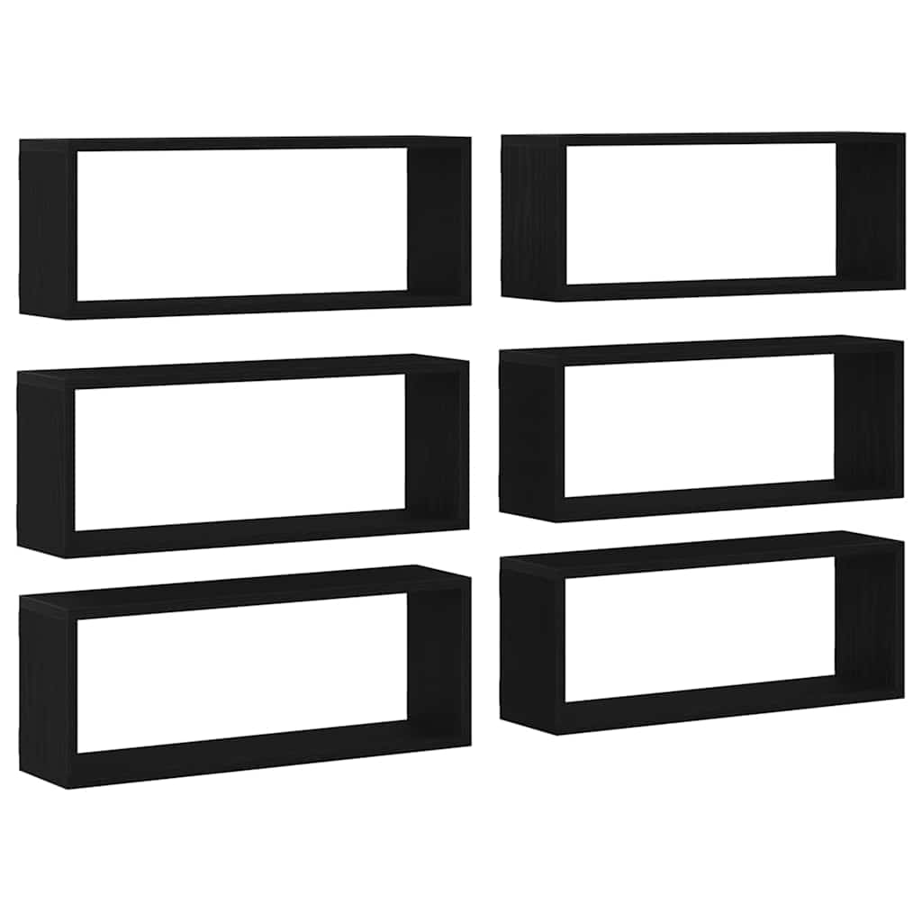 Étagères murales avec étagère 6 pcs Chêne noir 60 x 15 x 23 cm - XIOS
