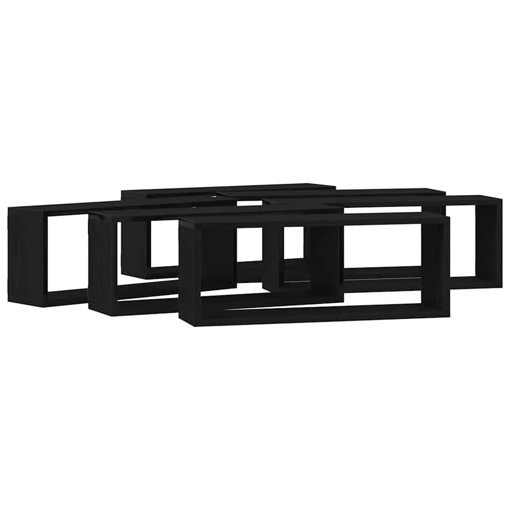 Étagères murales avec étagère 6 pcs Chêne noir 60 x 15 x 23 cm - XIOS