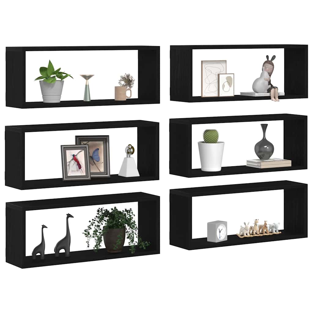 Étagères murales avec étagère 6 pcs Chêne noir 60 x 15 x 23 cm - XIOS