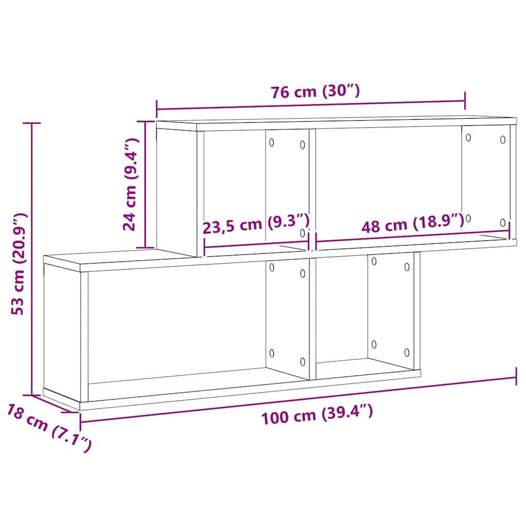 Étagère Murale Chêne noir 76 x 15 x 53 cm Bois d'ingénierie - XIOS