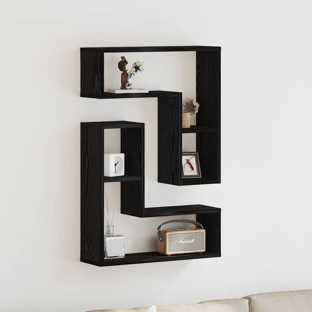 Étagères Murales avec étagère 2 pcs Chêne noir 50 x 15 x 85 cm - XIOS