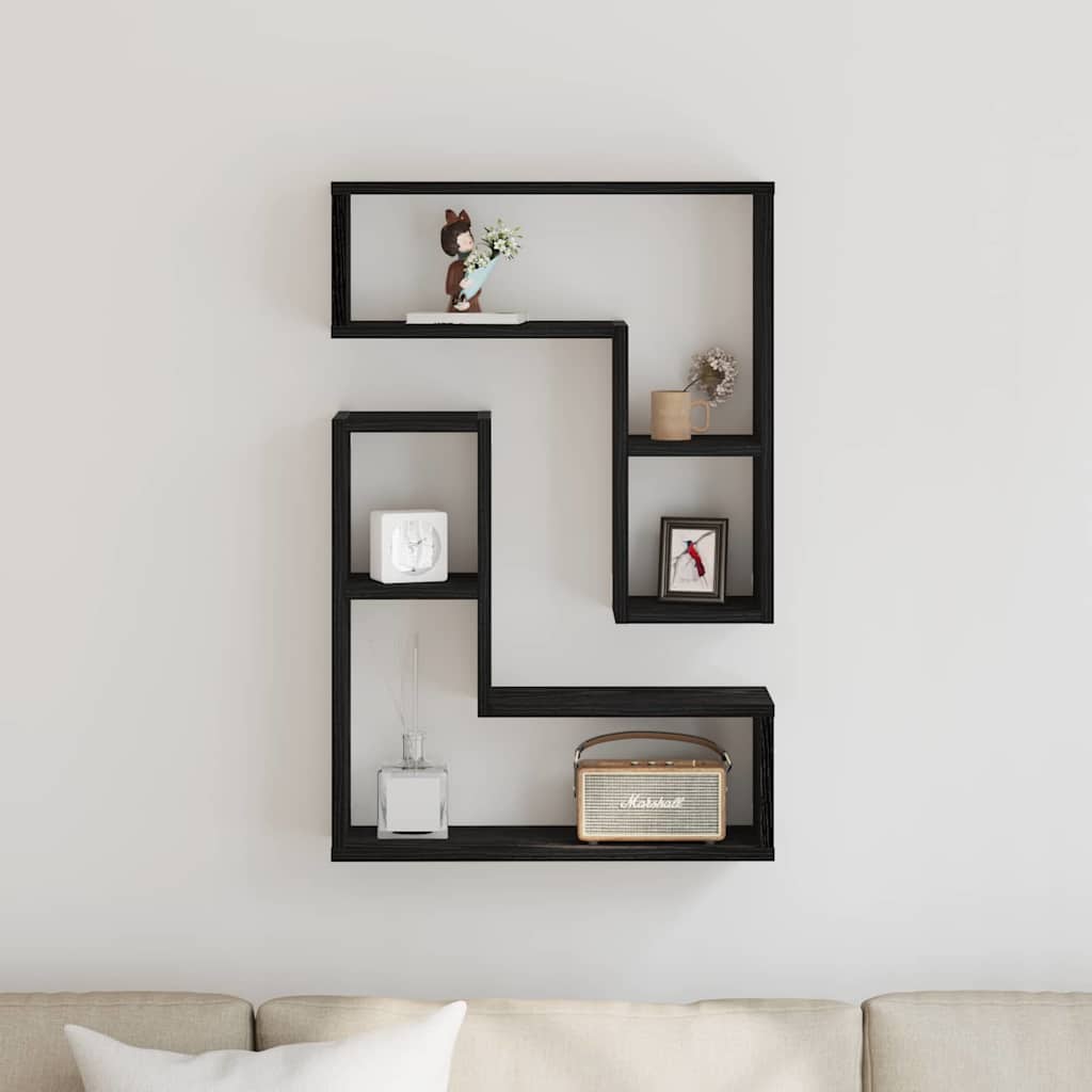 Étagères Murales avec étagère 2 pcs Chêne noir 50 x 15 x 85 cm - XIOS