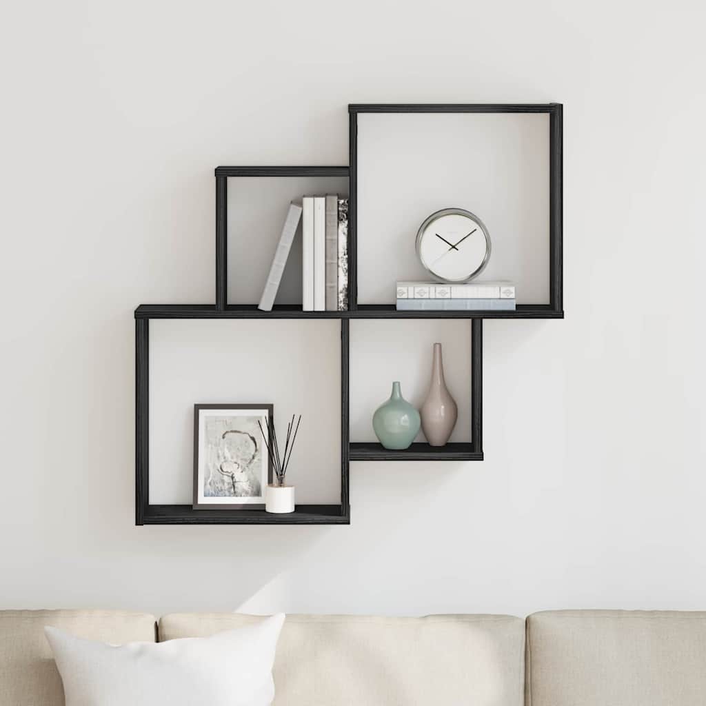 Étagère Murale Cube avec étagère Chêne noir 80 x 15 x 78.5 cm - XIOS
