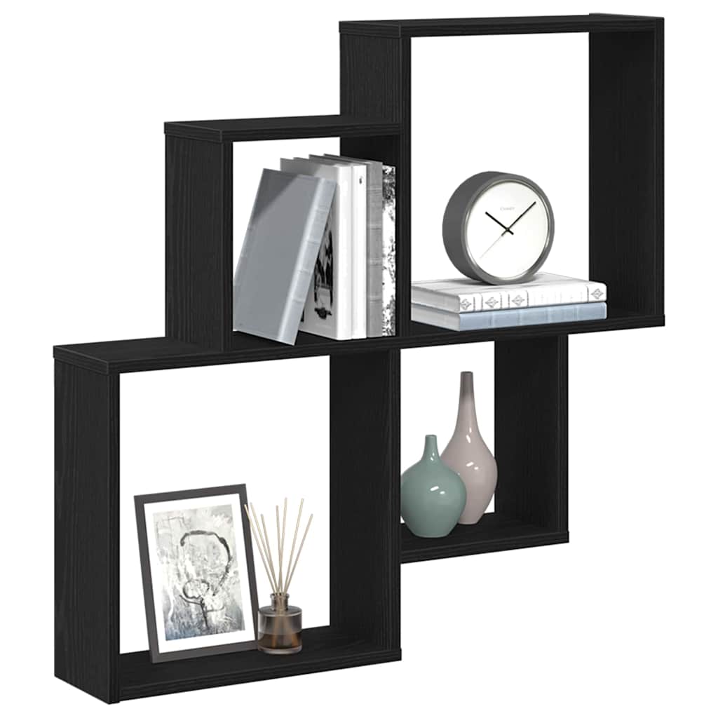 Étagère Murale Cube avec étagère Chêne noir 80 x 15 x 78.5 cm - XIOS