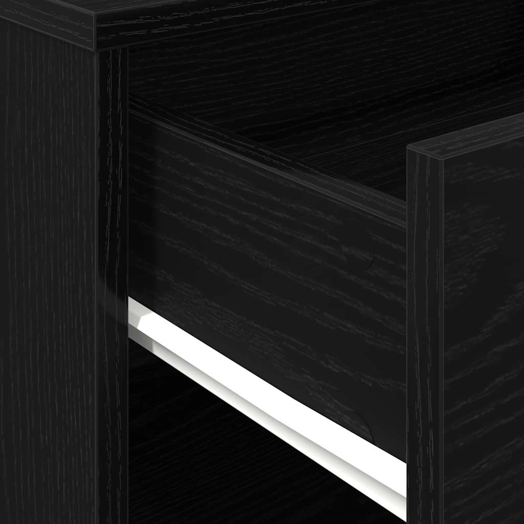 Meuble de rangement sur roulettes en chêne noir 46x36x59 cm en bois d'ingénierie