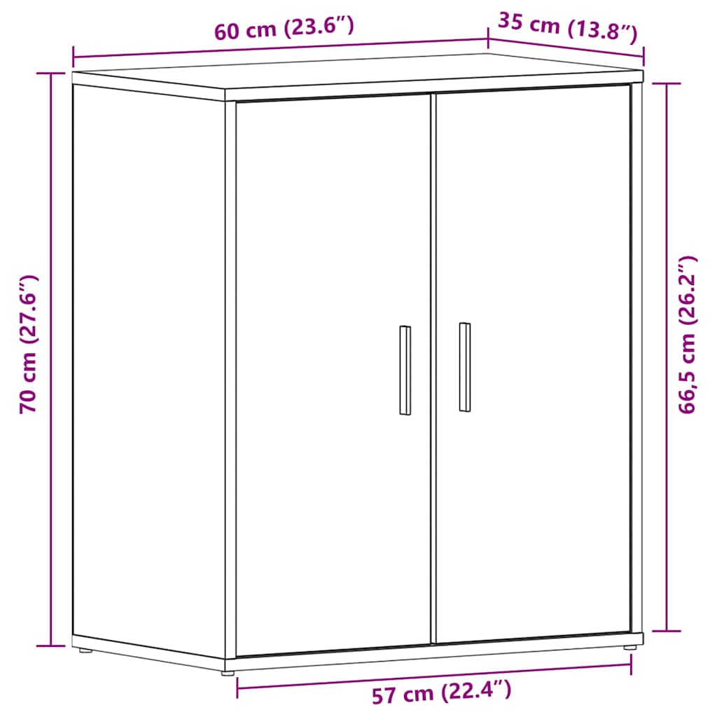 Cabinet à chaussures avec étagère Chêne noir 60 x 35 x 70 cm - XIOS
