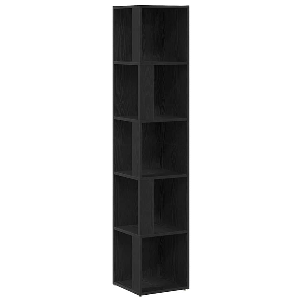 Meuble d'angle vidaXL Noir Chêne 33x33x164,5 cm en bois d'ingénierie