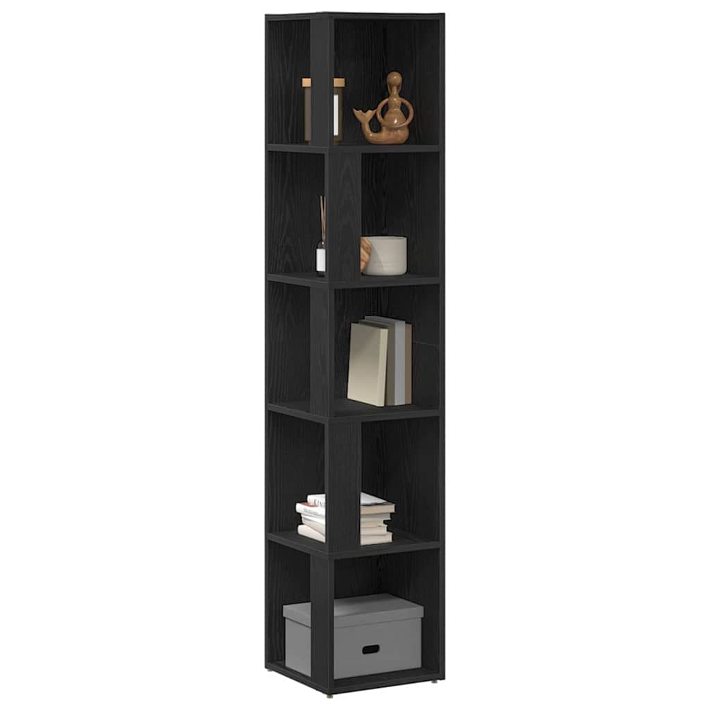 Meuble d'angle vidaXL Noir Chêne 33x33x164,5 cm en bois d'ingénierie