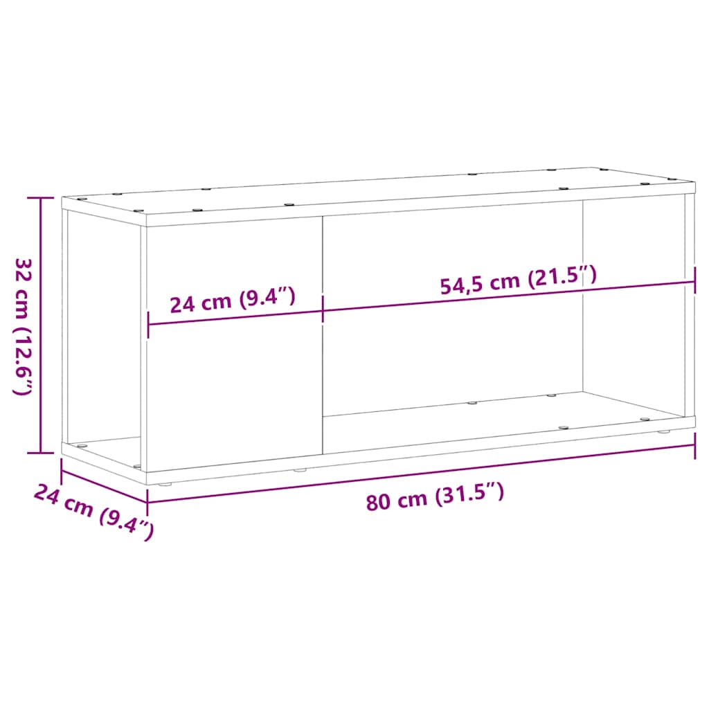 Centre de divertissement Noir 80 x 24 x 32 cm Bois d'ingénierie - XIOS