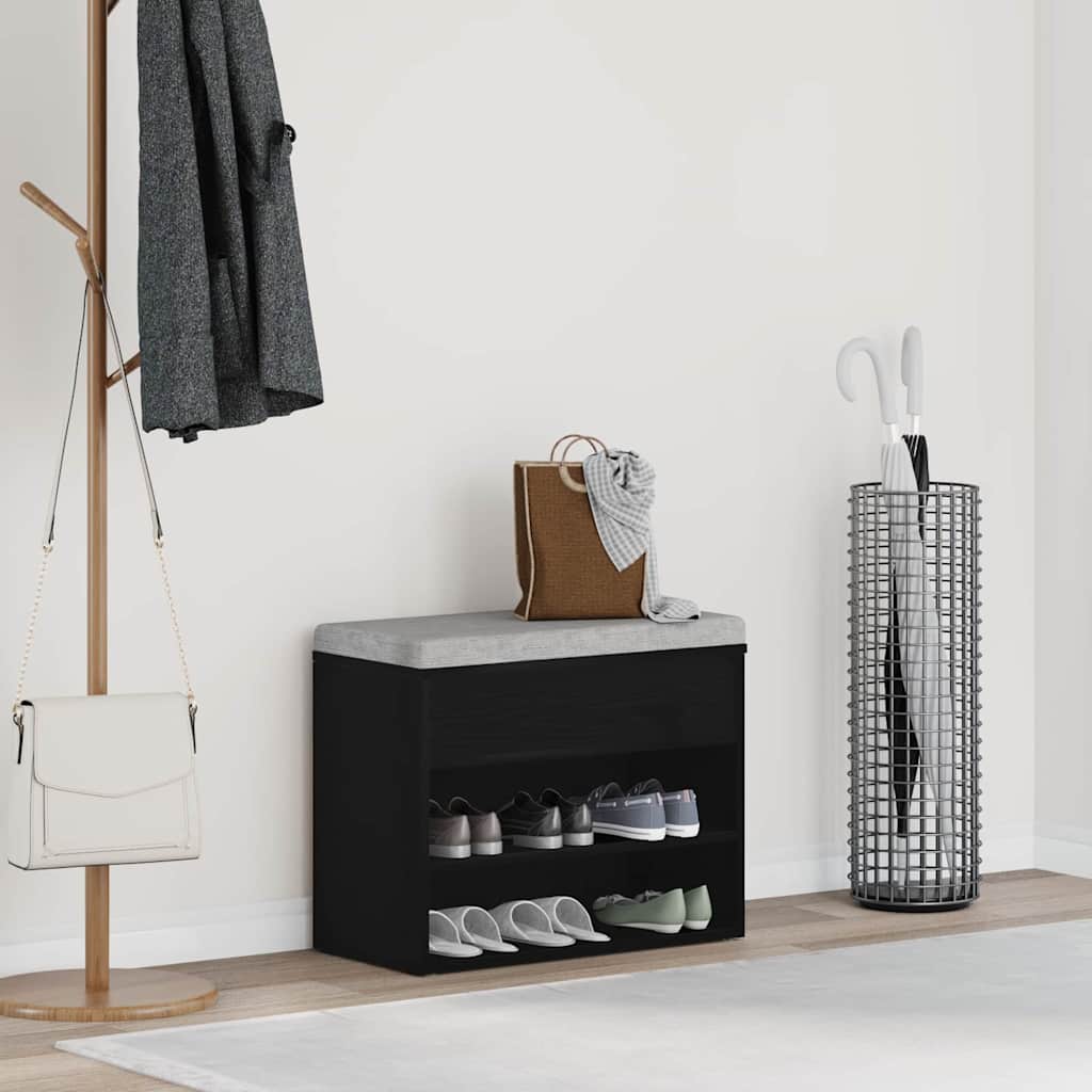 Banc à chaussures Chêne noir 60 x 30 x 45 cm Bois d'ingénierie - XIOS