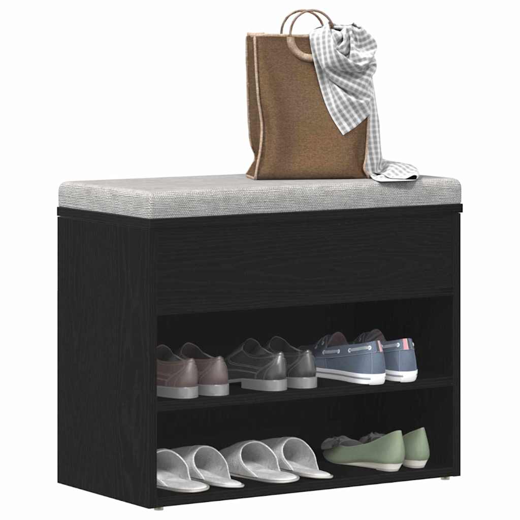 Banc à chaussures Chêne noir 60 x 30 x 45 cm Bois d'ingénierie - XIOS