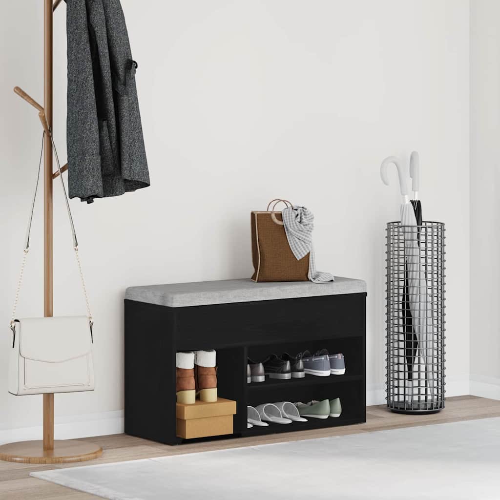 Banc à chaussures Chêne noir 80 x 30 x 45 cm Bois d'ingénierie - XIOS