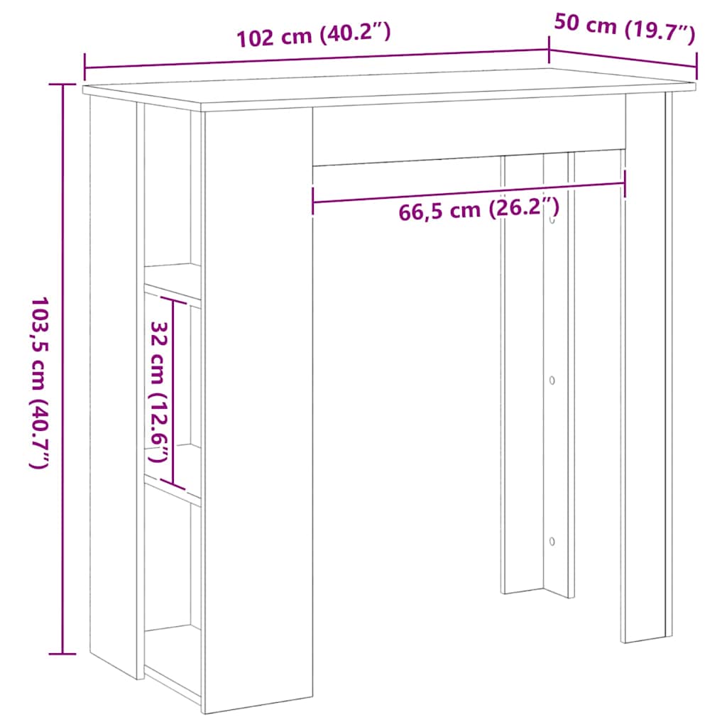 Table de bar Chêne noir 102 x 50 x 103,5 cm Bois d'ingénierie