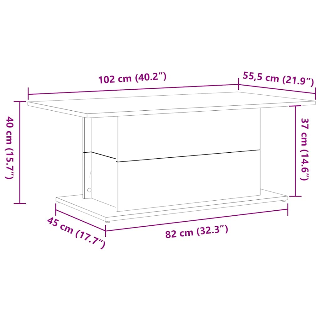 Table basse Chêne noir 102 x 55.5 x 40 cm Bois d'ingénierie - XIOS
