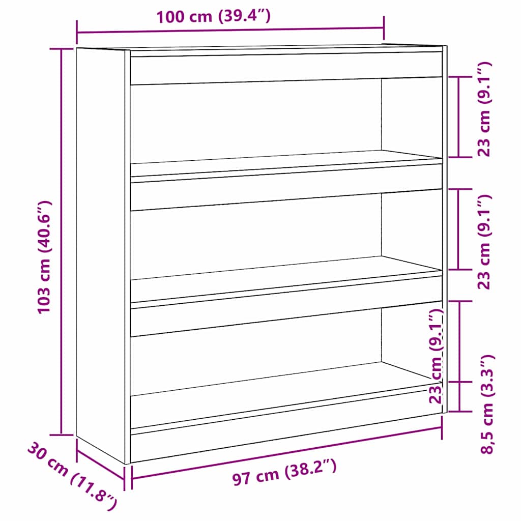 Bibliothèque Chêne noir 100 x 30 x 103 cm Bois d'ingénierie - XIOS