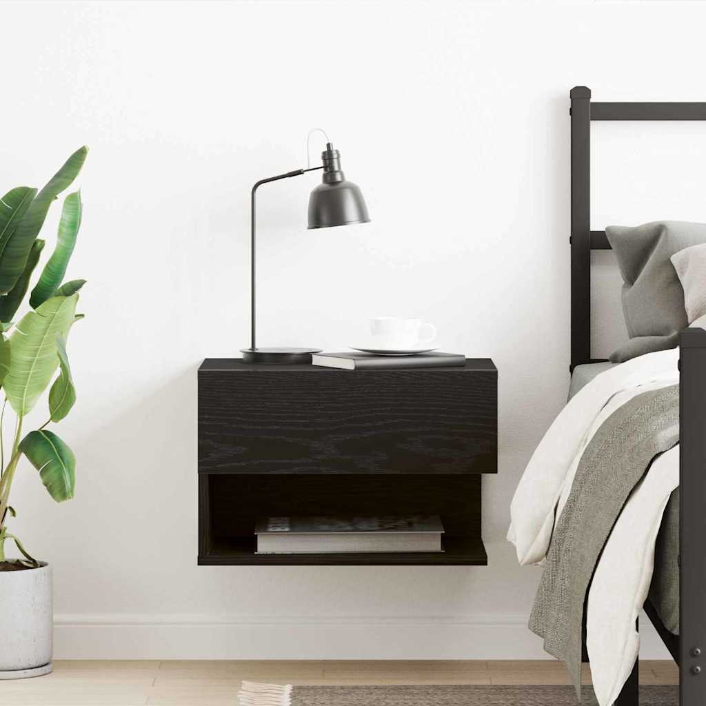 Cabinet de chevet avec tiroir Chêne noir 46 x 29,5 x 30 cm