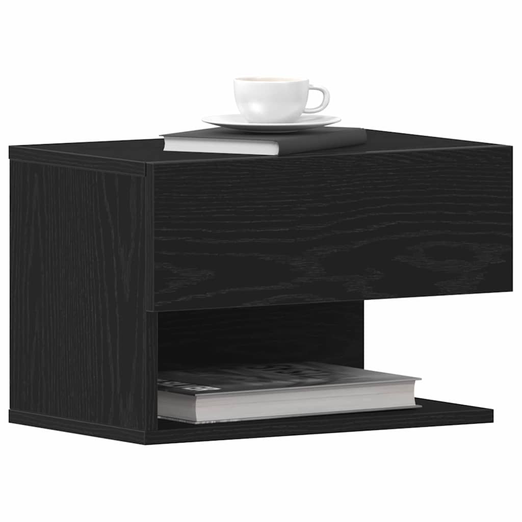 Cabinet de chevet avec tiroir Chêne noir 46 x 29,5 x 30 cm