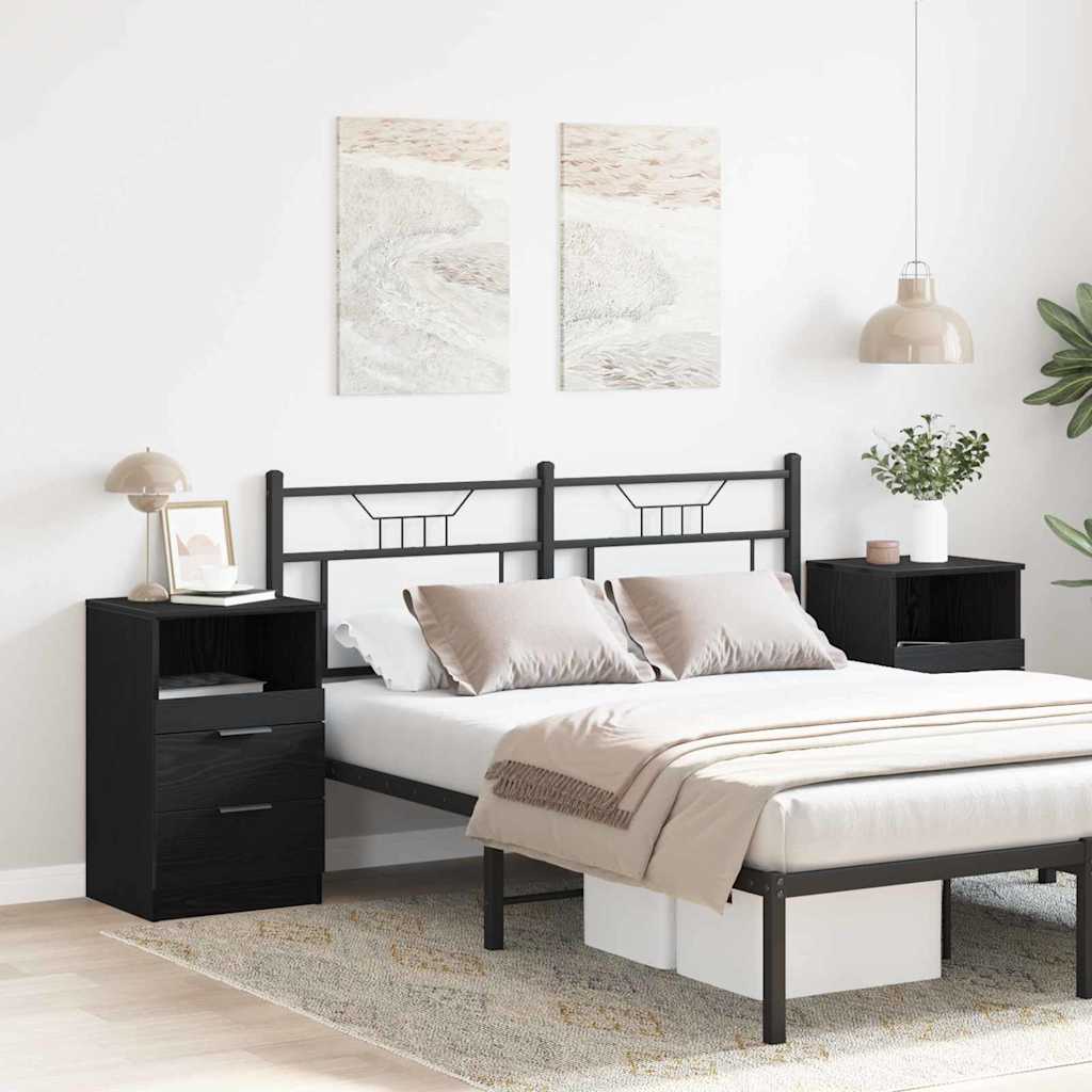 Cabinet de chevet avec tiroir 2 pcs Chêne noir 40 x 35 x 65 cm