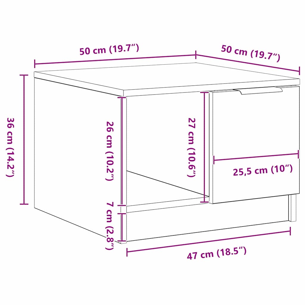 Table basse Chêne noir 50 x 50 x 36 cm Bois d'ingénierie - XIOS