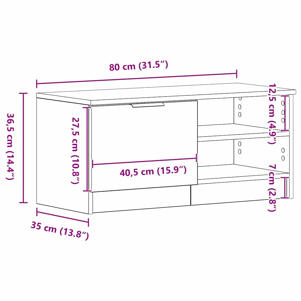 Meuble TV Noir 80 x 35 x 36.5 cm Bois d'ingénierie - XIOS