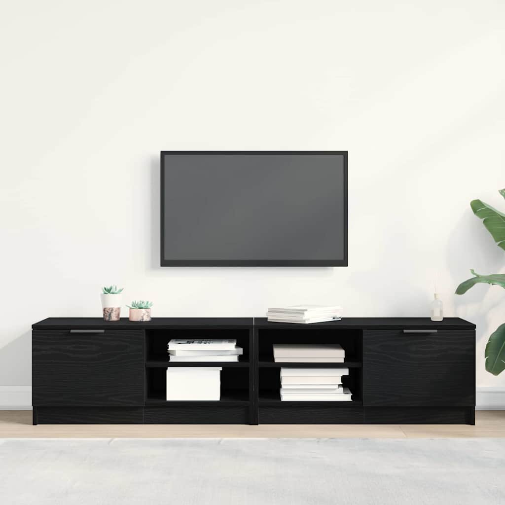 Meuble TV 2 pcs Noir 80 x 35 x 36.5 cm Bois d'ingénierie - XIOS