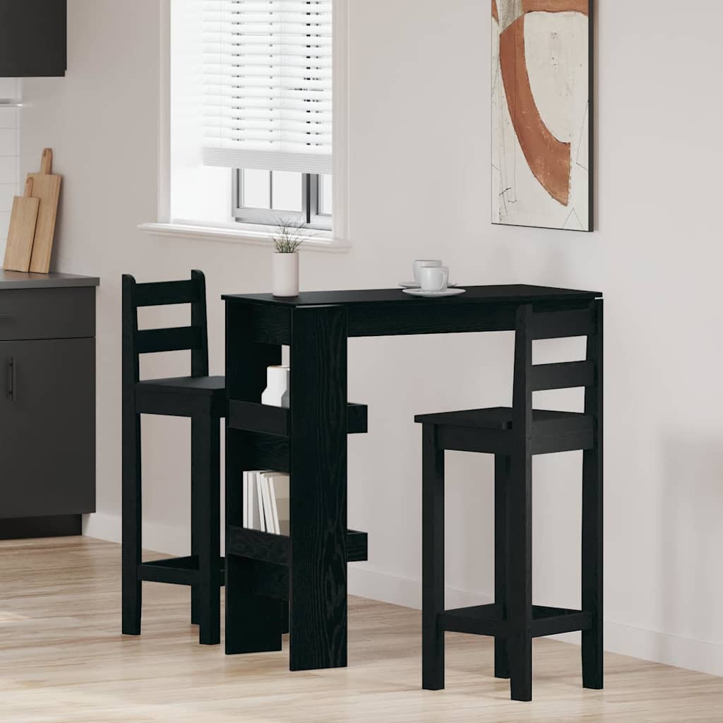 Table de Bar Murale avec étagère Chêne noir 102 x 45 x 103,5 cm