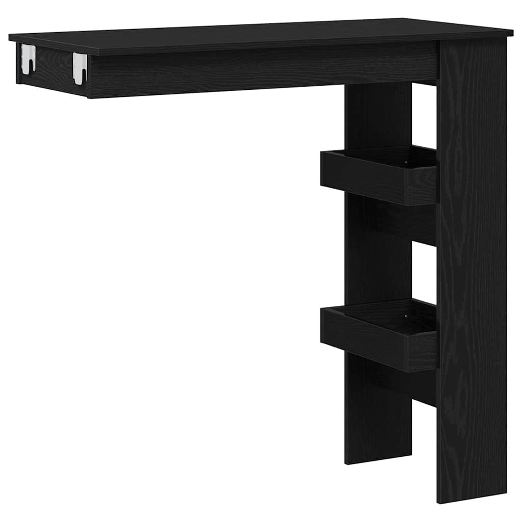 Table de Bar Murale avec étagère Chêne noir 102 x 45 x 103,5 cm