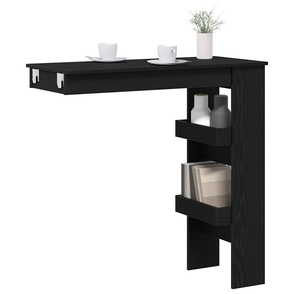 Table de Bar Murale avec étagère Chêne noir 102 x 45 x 103,5 cm