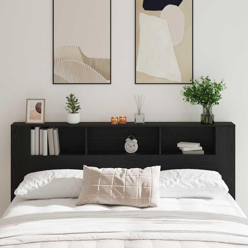 Cabinet de Tête de Lit Chêne noir 200 x 18,5 x 104,5 cm - XIOS
