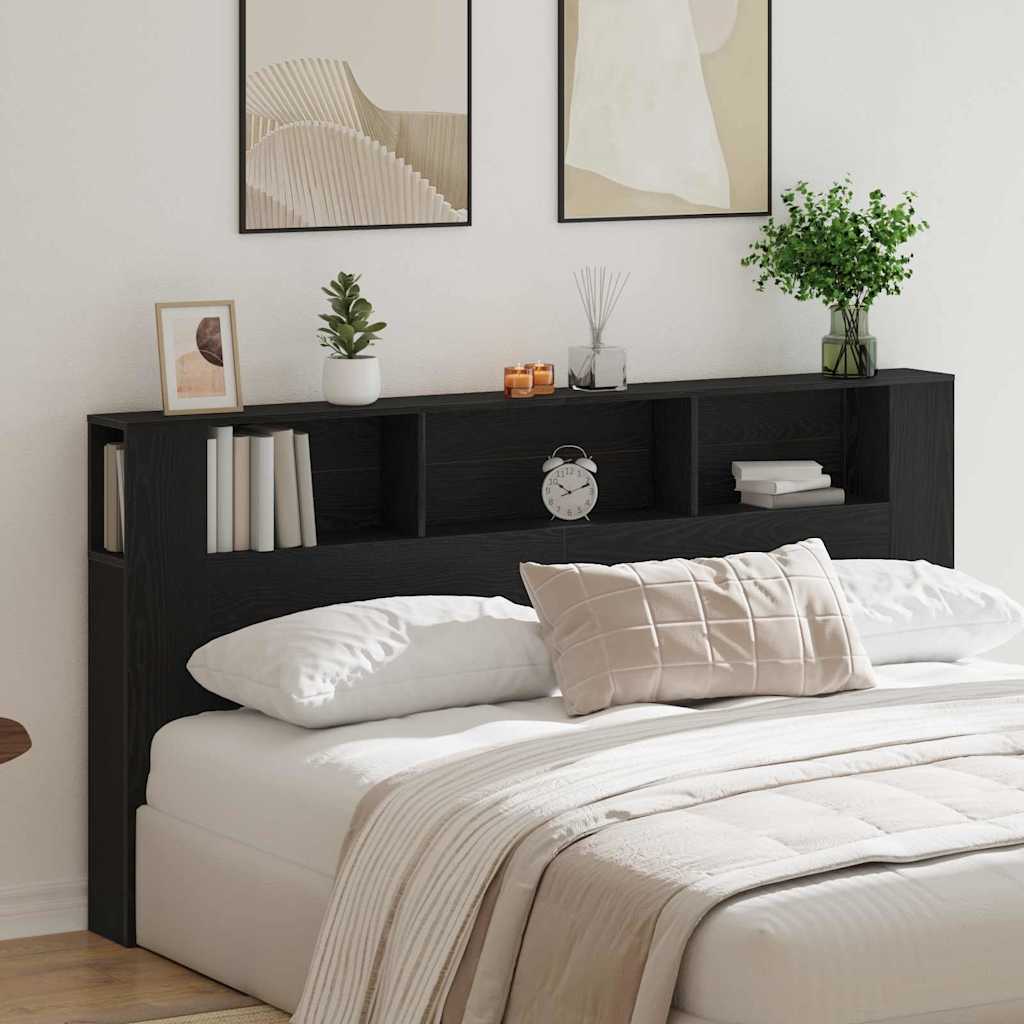 Cabinet de Tête de Lit Chêne noir 200 x 18,5 x 104,5 cm - XIOS