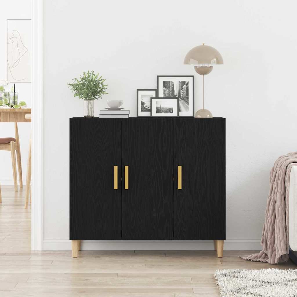 Buffet Noir 90 x 34 x 80 cm Bois d'ingénierie - XIOS