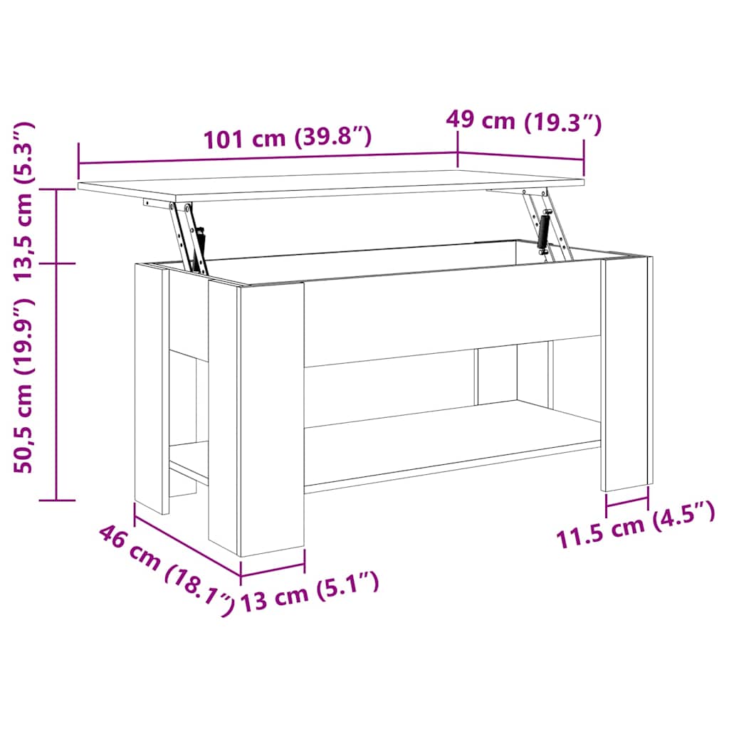 Table basse Chêne noir 101 x 49 x 52 cm Bois d'ingénierie - XIOS
