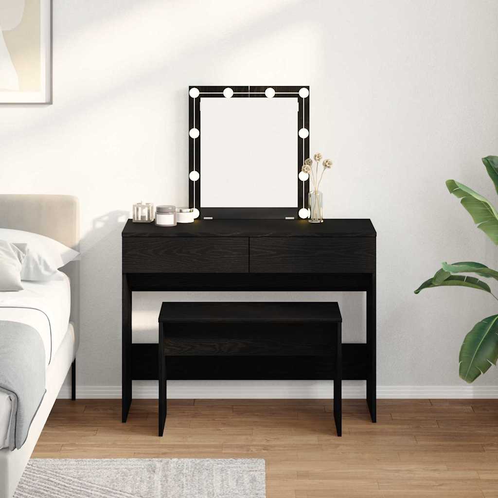 Tabouret de dressing Chêne noir 70 x 35 x 45 cm